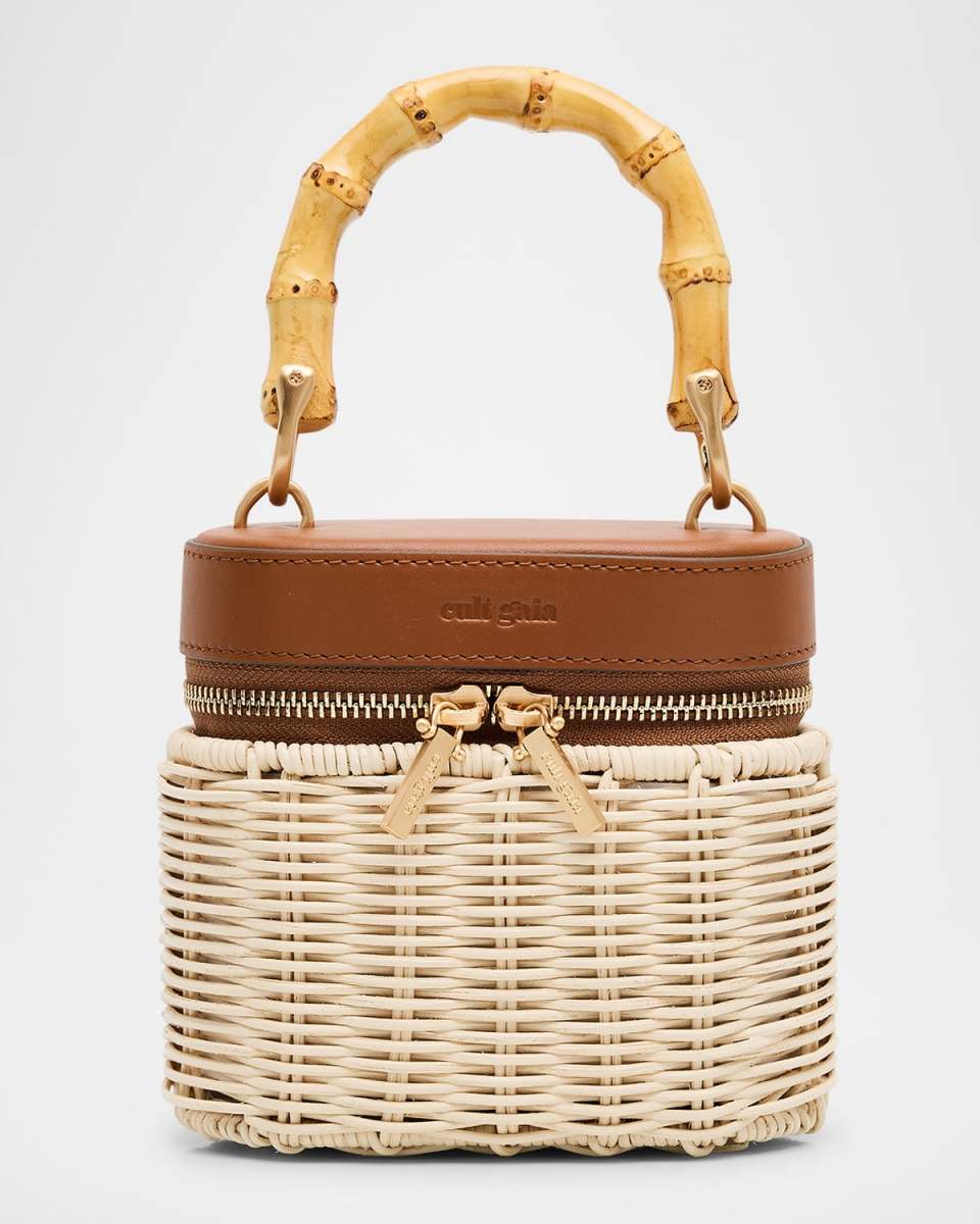 Gwyneth Raffia & Leather Crossbody Bag